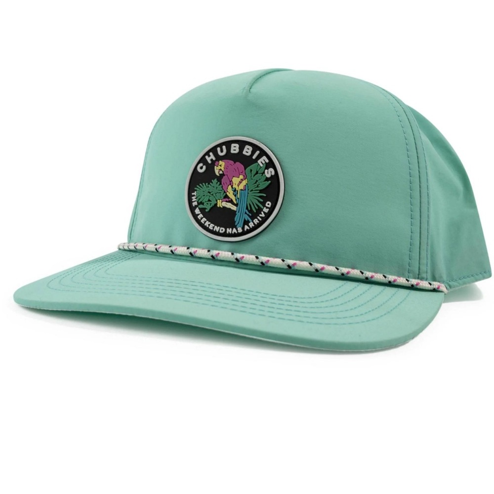 Chubbies hat teal blue aqua nylon rope patch snap back preppy outdoor college